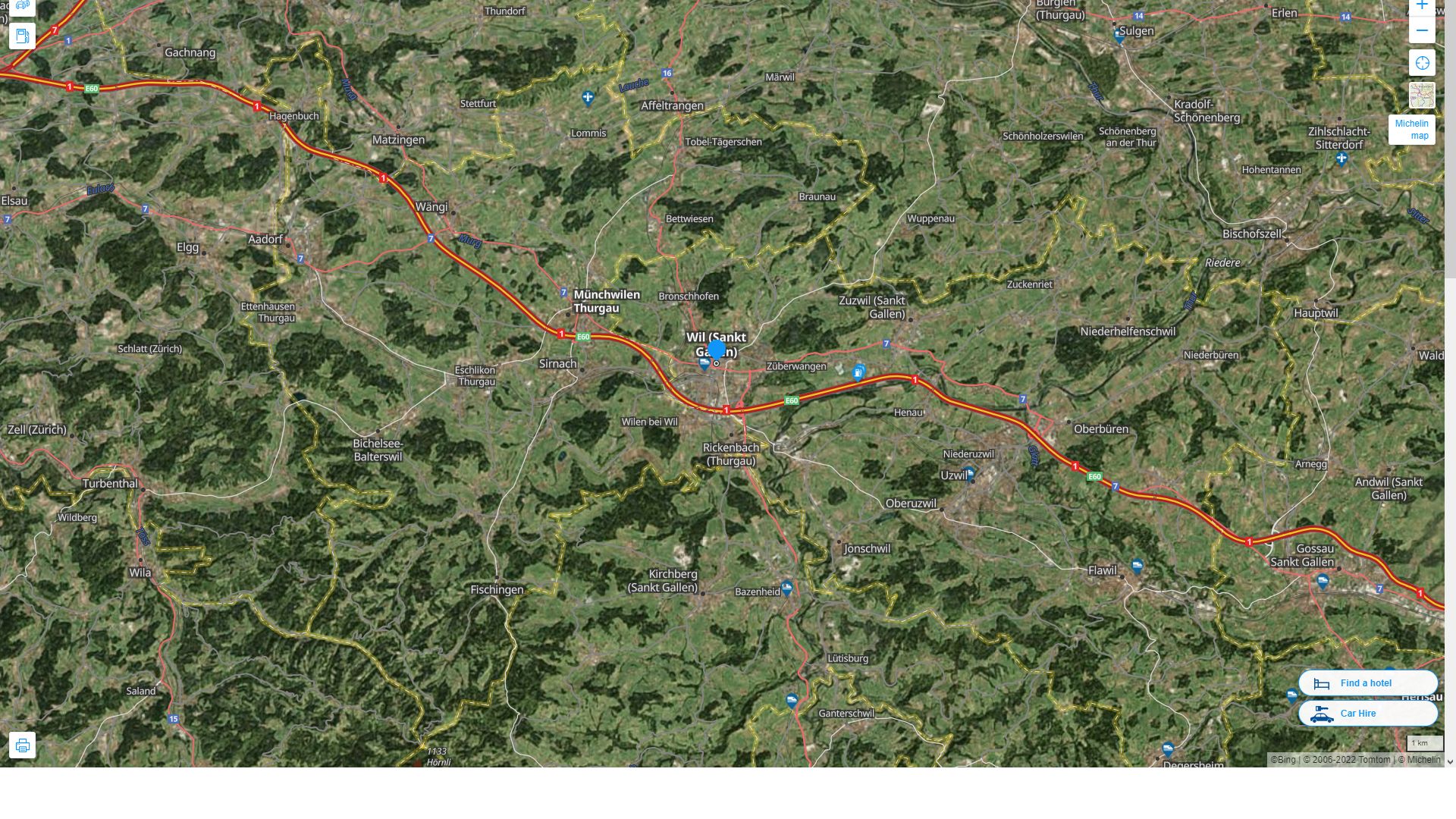 Wil Highway and Road Map with Satellite View